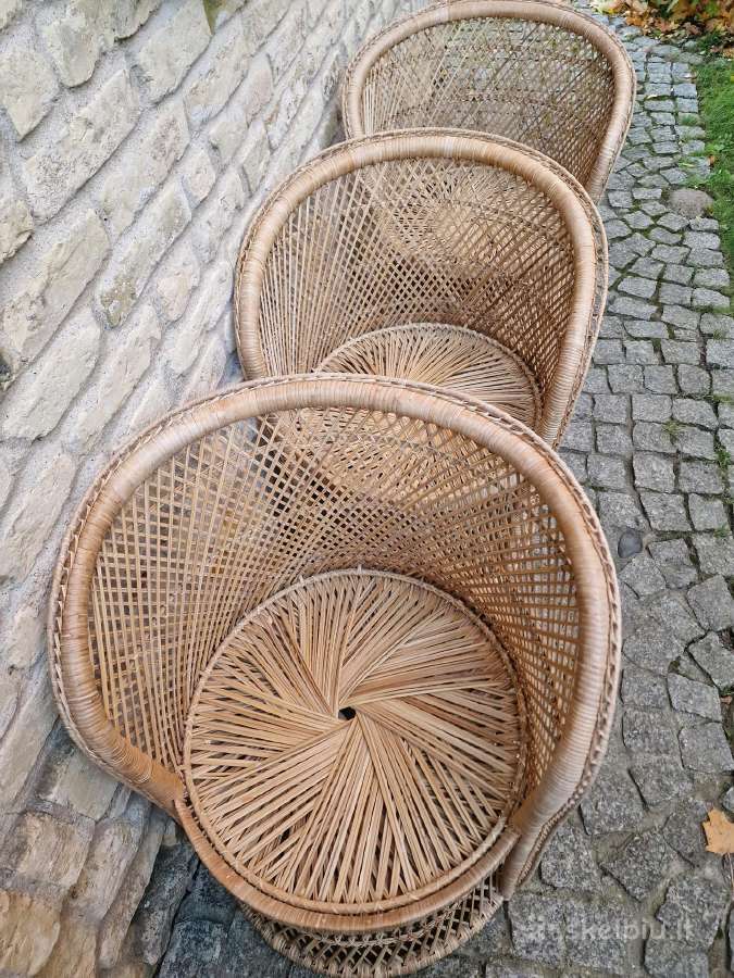 Vintažiniai rankų darbo skelto bambuko krėslai - nuotraukos Nr. 6