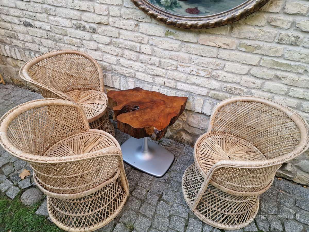 Vintažiniai rankų darbo skelto bambuko krėslai - nuotraukos Nr. 7