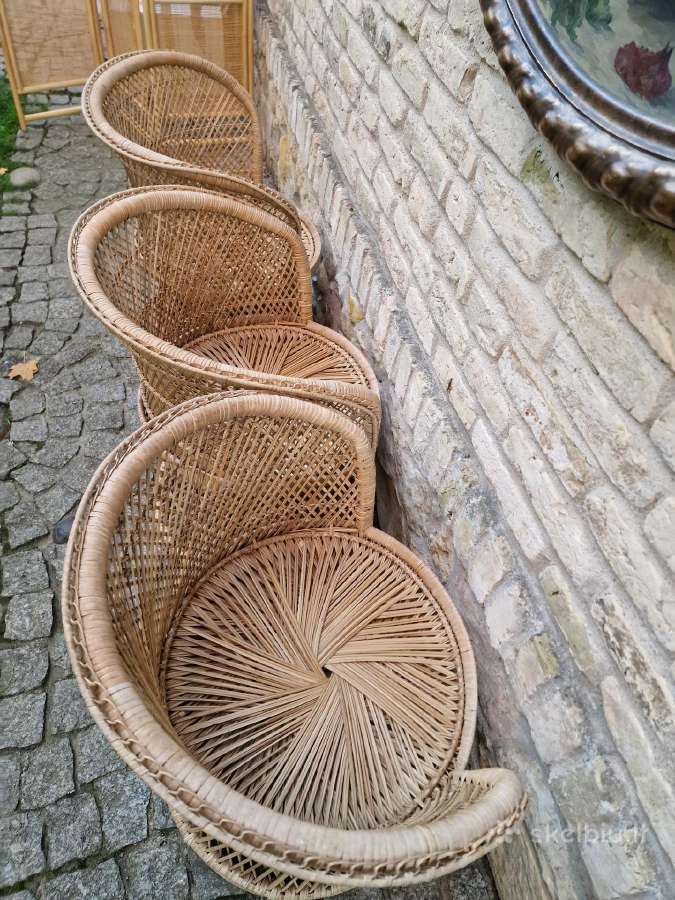 Vintažiniai rankų darbo skelto bambuko krėslai - nuotraukos Nr. 8