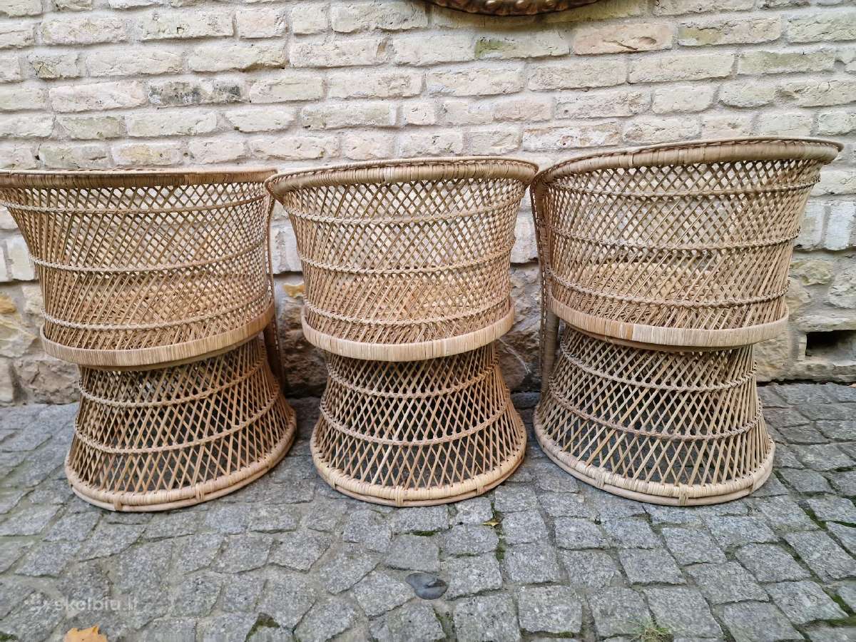 Vintažiniai rankų darbo skelto bambuko krėslai - nuotraukos Nr. 9