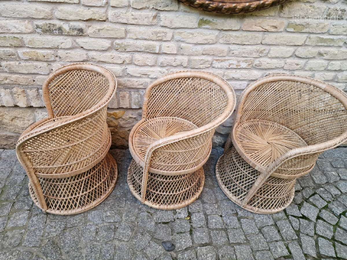 Vintažiniai rankų darbo skelto bambuko krėslai - nuotraukos Nr. 11