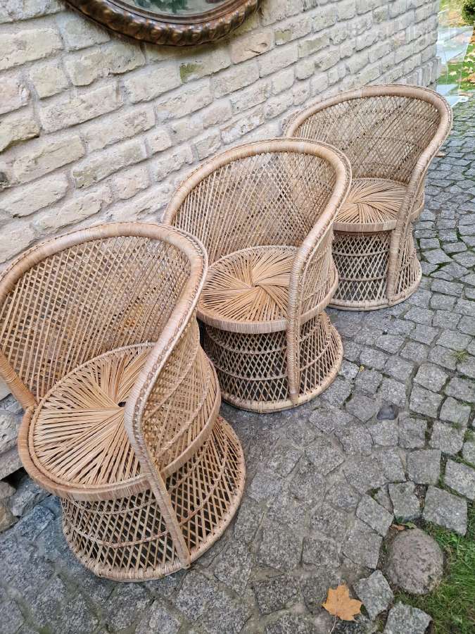 Vintažiniai rankų darbo skelto bambuko krėslai - nuotraukos Nr. 13