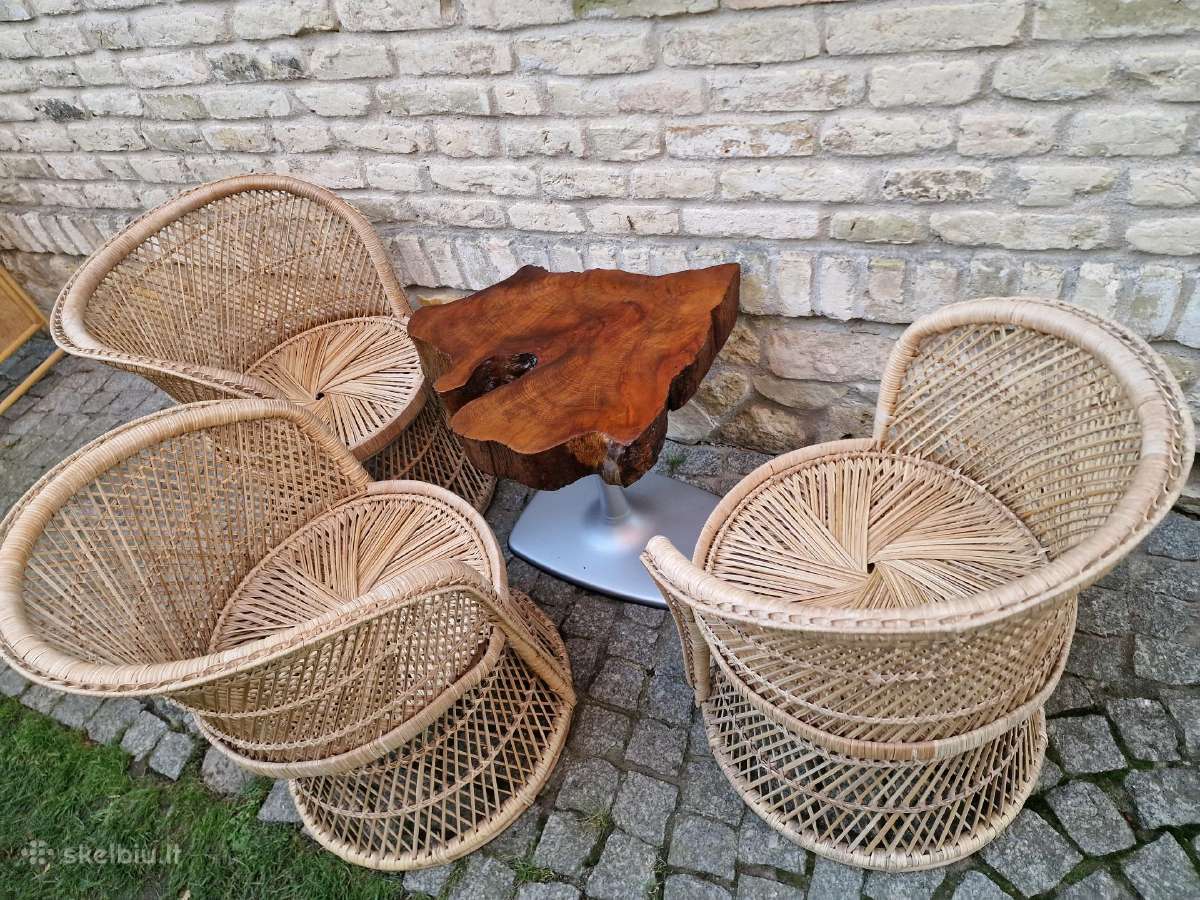 Vintažiniai rankų darbo skelto bambuko krėslai - nuotraukos Nr. 14