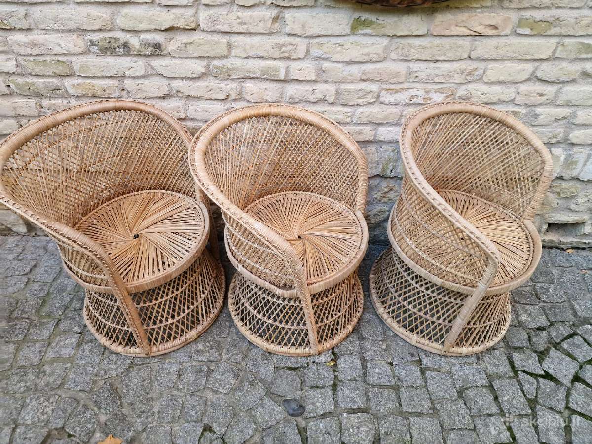 Vintažiniai rankų darbo skelto bambuko krėslai - nuotraukos Nr. 19