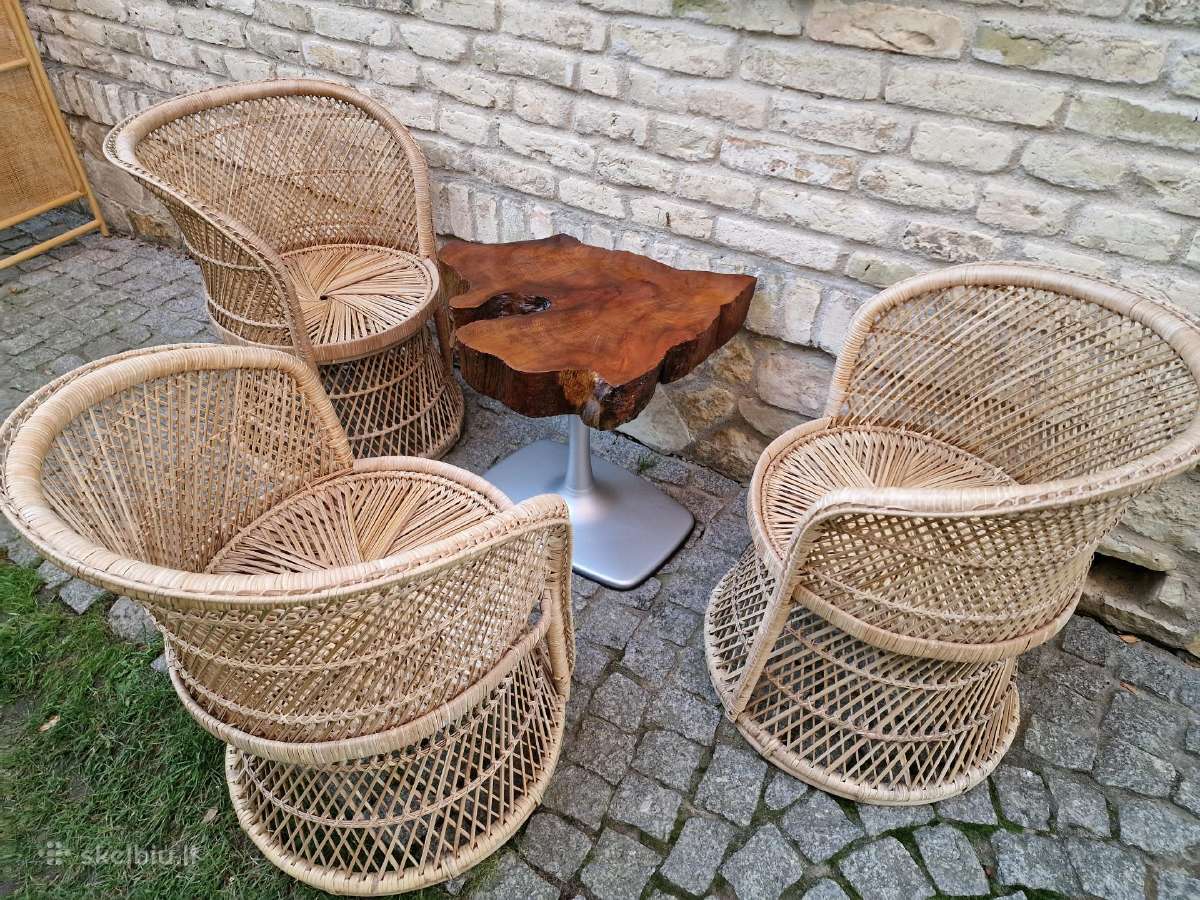 Vintažiniai rankų darbo skelto bambuko krėslai - nuotraukos Nr. 22