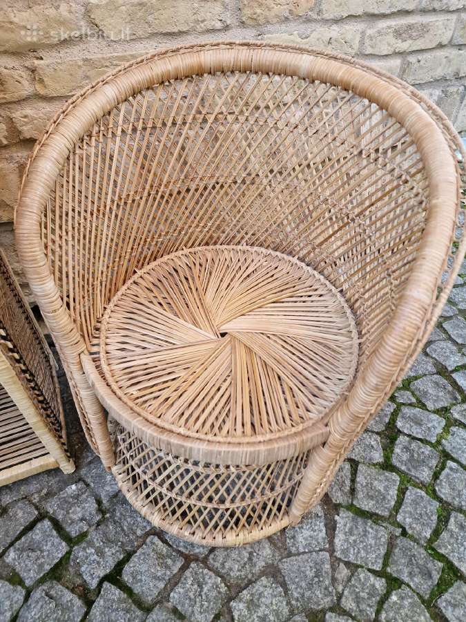 Vintažiniai rankų darbo skelto bambuko krėslai - nuotraukos Nr. 23
