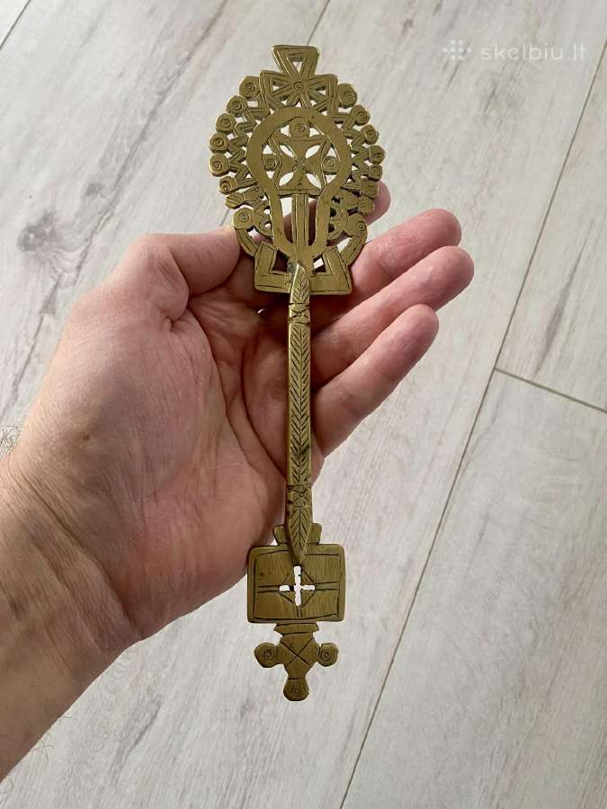 Vintažinis ortodoksų koptų kryžius iš bronzos