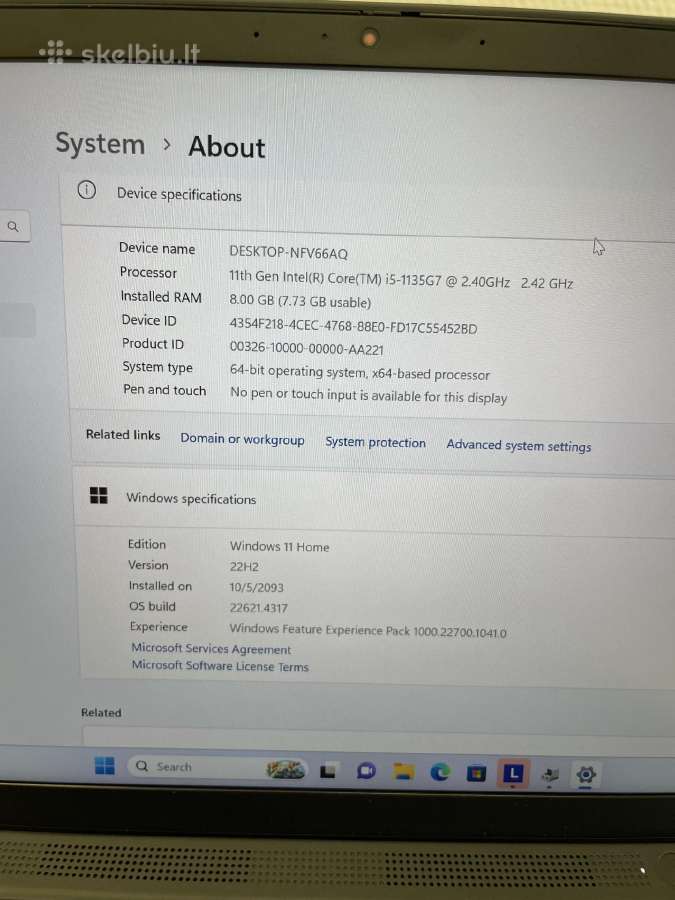 Lenovo Thinkpad X13 i5-1135g7 8gb RAM 256gb SSD - nuotraukos Nr. 8