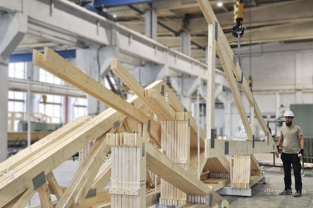 Stogo santvarų, gegnių, sijų gamyba , C24 mediena - nuotraukos Nr. 7