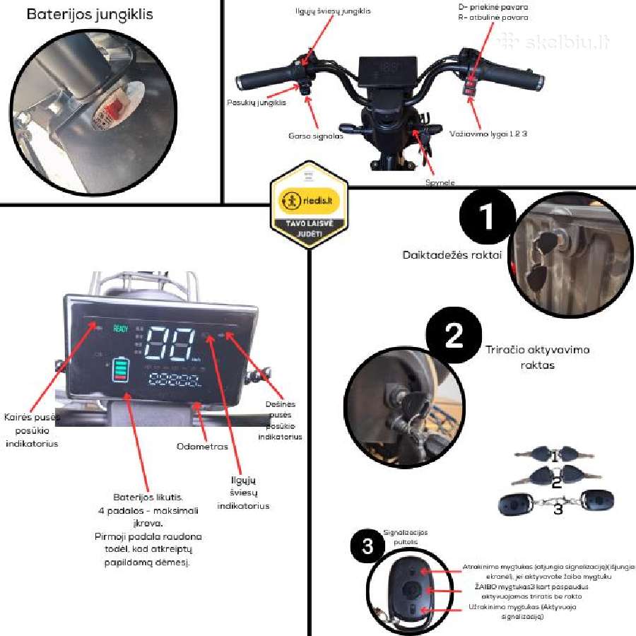 Elektrinis triratis skuteris M20r - be teisių - nuotraukos Nr. 10