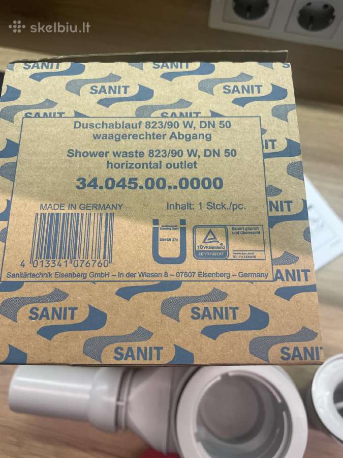 Dušo sifonas Sanit 823/90 W horizontalus - nuotraukos Nr. 2