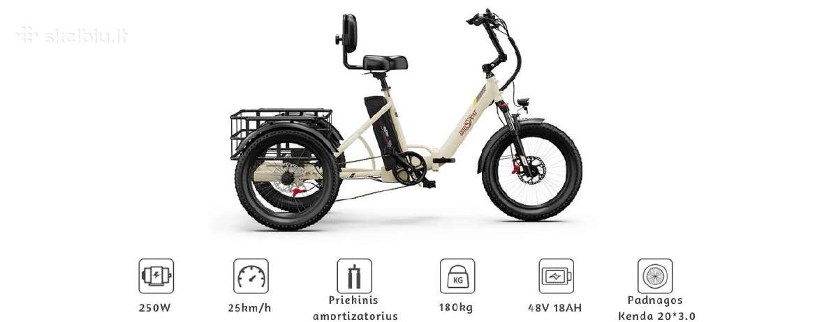 Onesport Ot30 Pro Cargo elektr. triratis dviratis - nuotraukos Nr. 3