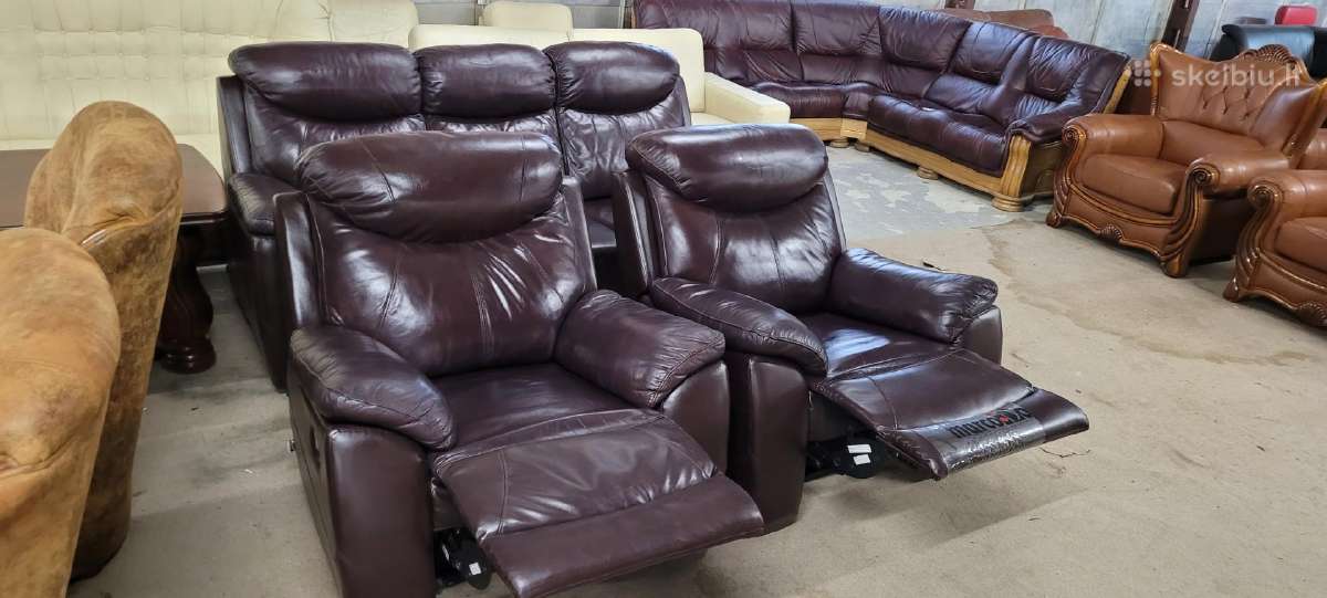 Odiniai Baldai Kampas sofa Reglainer komplektas - nuotraukos Nr. 3