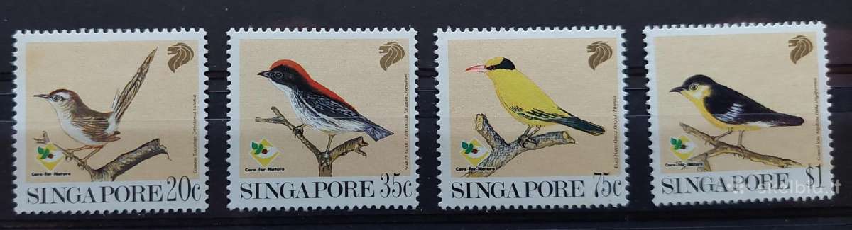 Singapūras 1991 paukščiai, švarus,michel 636a- 639