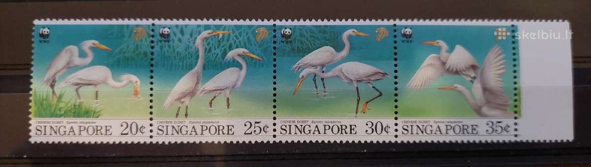 Singapūras 1993 Wwf paukščiai, švarus,michel 705-7
