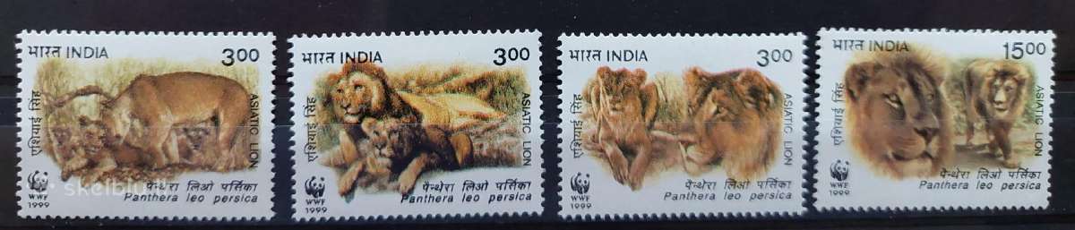 Indija 1999 Wwf liūtai, švarus,michel 1704-1707