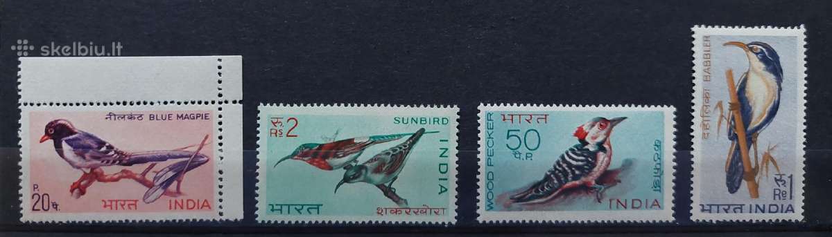 Indija 1968 paukščiai, švarus,michel 464-467