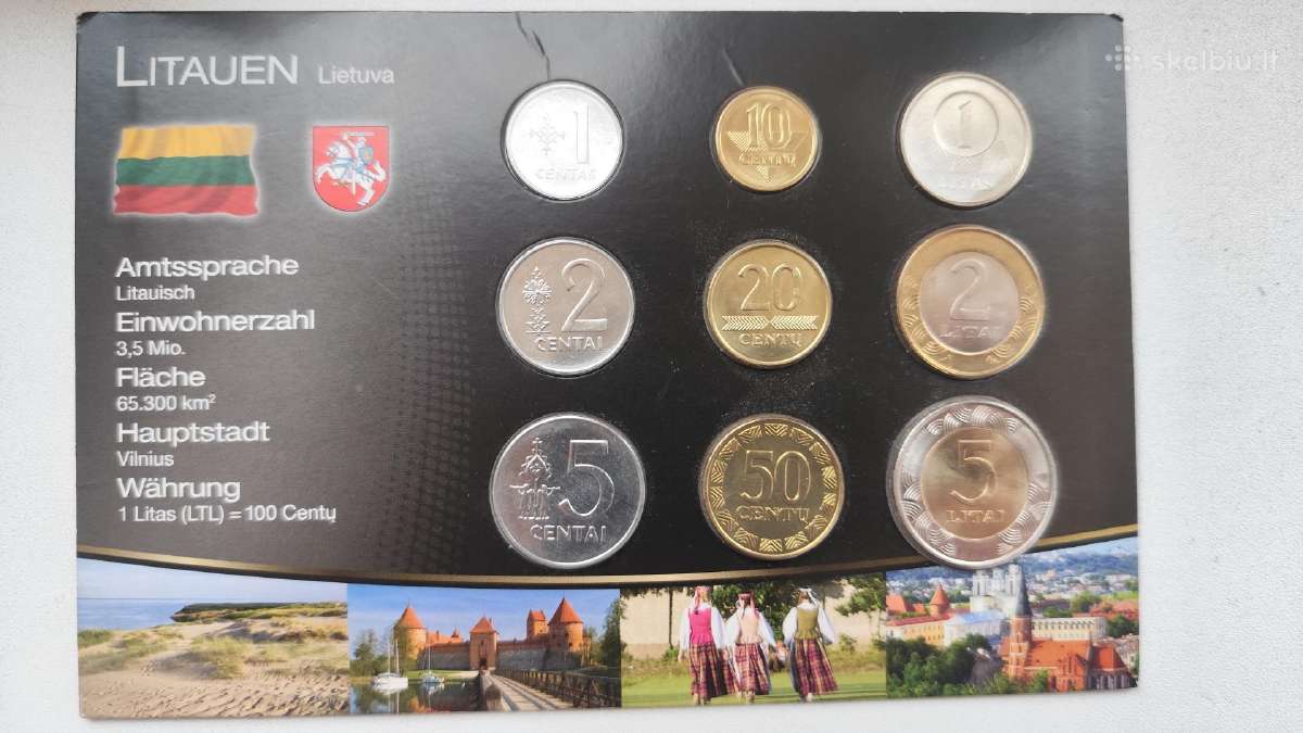 Pilnas litų rinkinys Unc 1 litas 2 litai 5 litai - nuotraukos Nr. 2