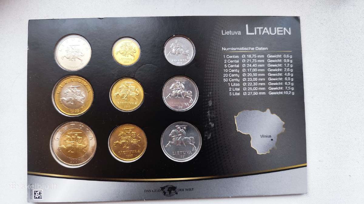 Pilnas litų rinkinys Unc 1 litas 2 litai 5 litai - nuotraukos Nr. 3