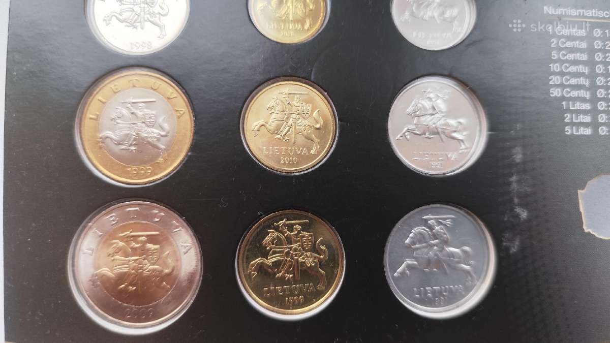 Pilnas litų rinkinys Unc 1 litas 2 litai 5 litai - nuotraukos Nr. 6