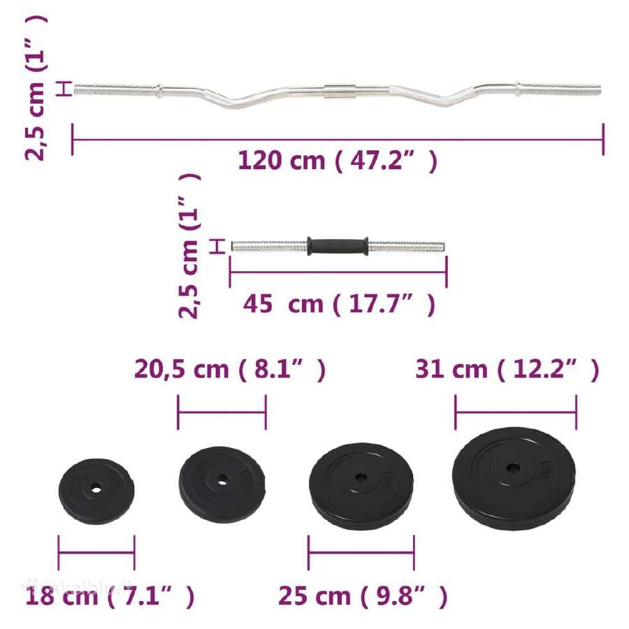 Vidaxl Štanga ir svarmenys su svoriais, 60kg - nuotraukos Nr. 4
