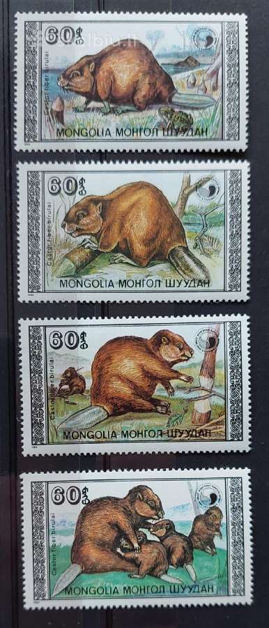 Mongolija 1989 bebrai,švarūs Michel 2021-2024