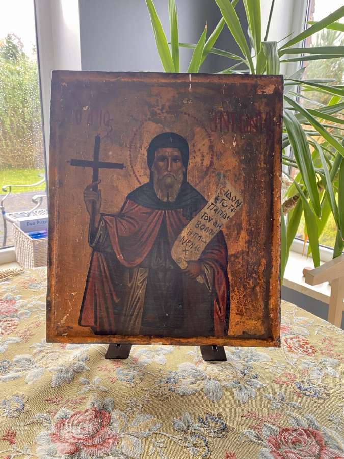 Šv. Antano Didžiojo ikona XIX - XX a - nuotraukos Nr. 2