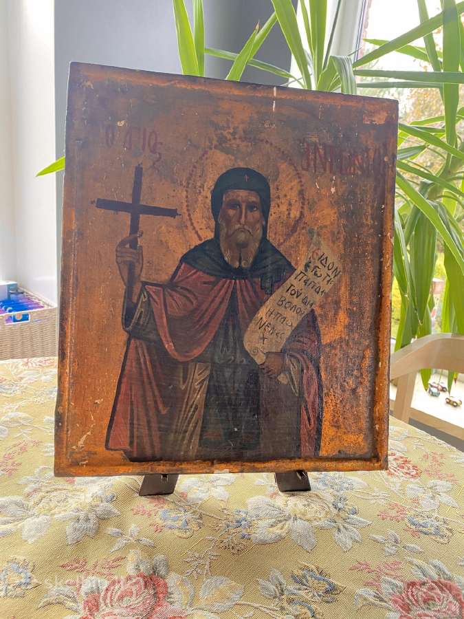 Šv. Antano Didžiojo ikona XIX - XX a - nuotraukos Nr. 3
