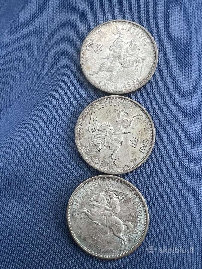 5 Litai tuple 1925 metu sidabras - nuotraukos Nr. 2