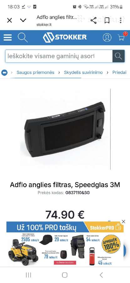 Speedglas adflo filtrai .Esab filtrai - nuotraukos Nr. 8