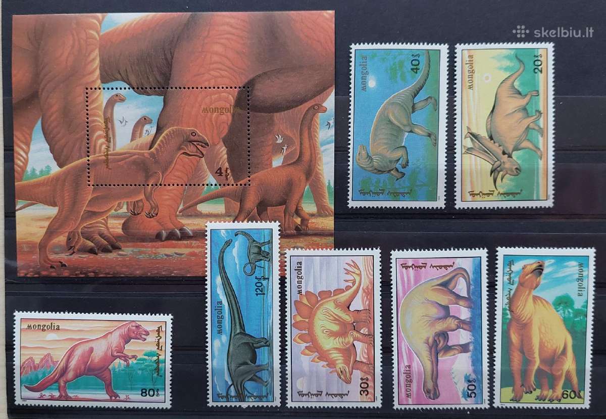 Mongolija 1990 dinozaurai,švarūs Michel, block153,