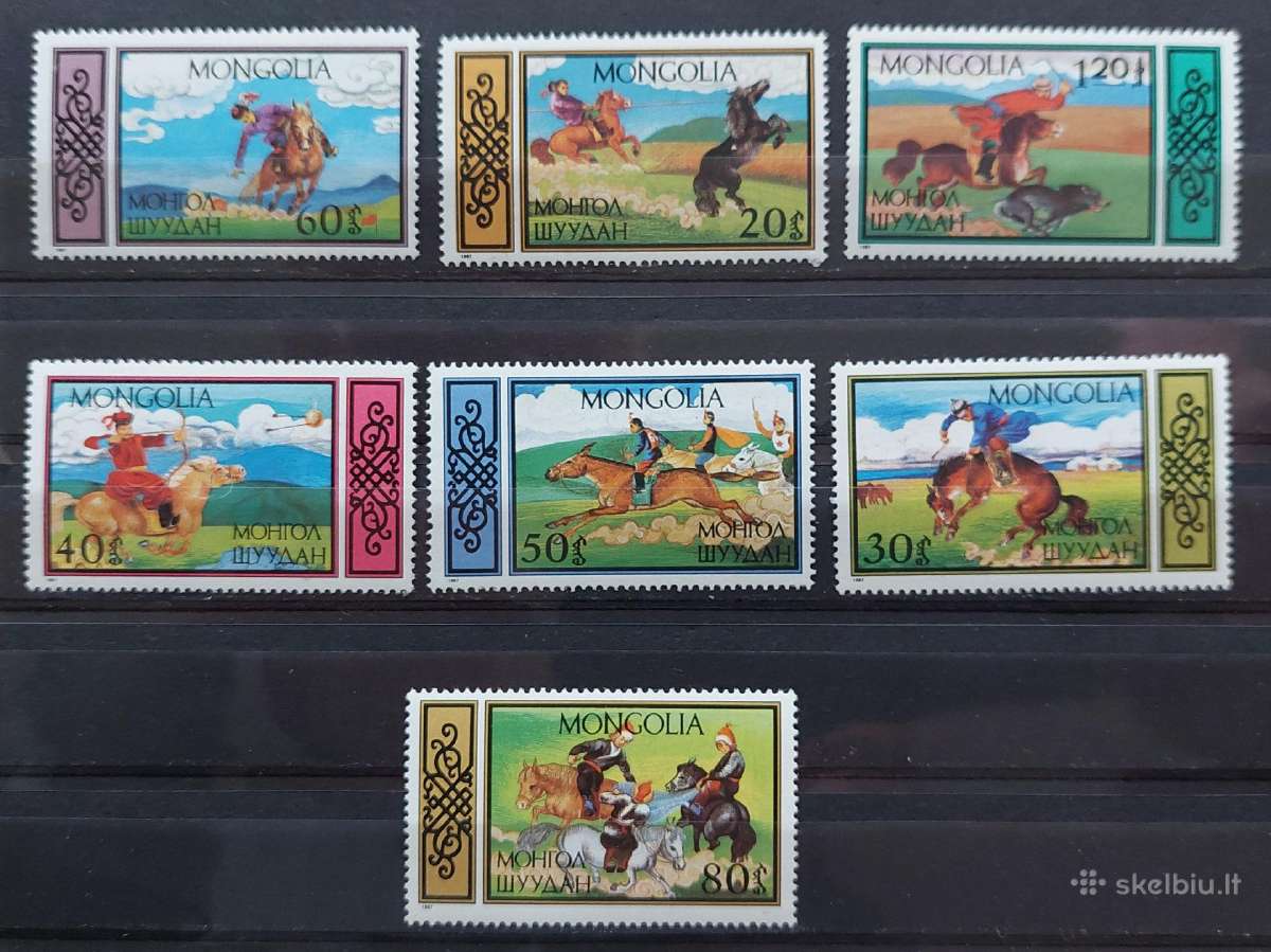 Mongolija 1987 arklių sportas,švarūs Michel, 1844-