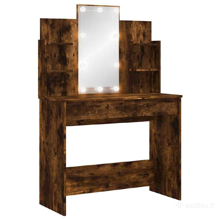 Vidaxl Makiažo stalas Juodas ąžuolas 96 x 39 x 142 - nuotraukos Nr. 2