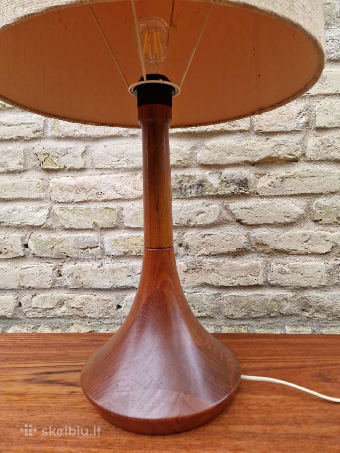 Vintažinė mid century tikmedžio stalinė lempa - nuotraukos Nr. 2