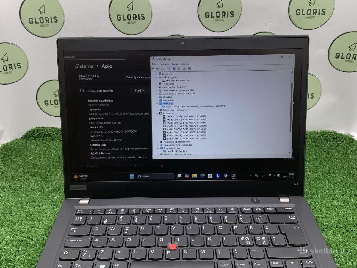 Lenovo Thinkpad T14s Gen 1 i5-10210u 8ram #1-213 - nuotraukos Nr. 3