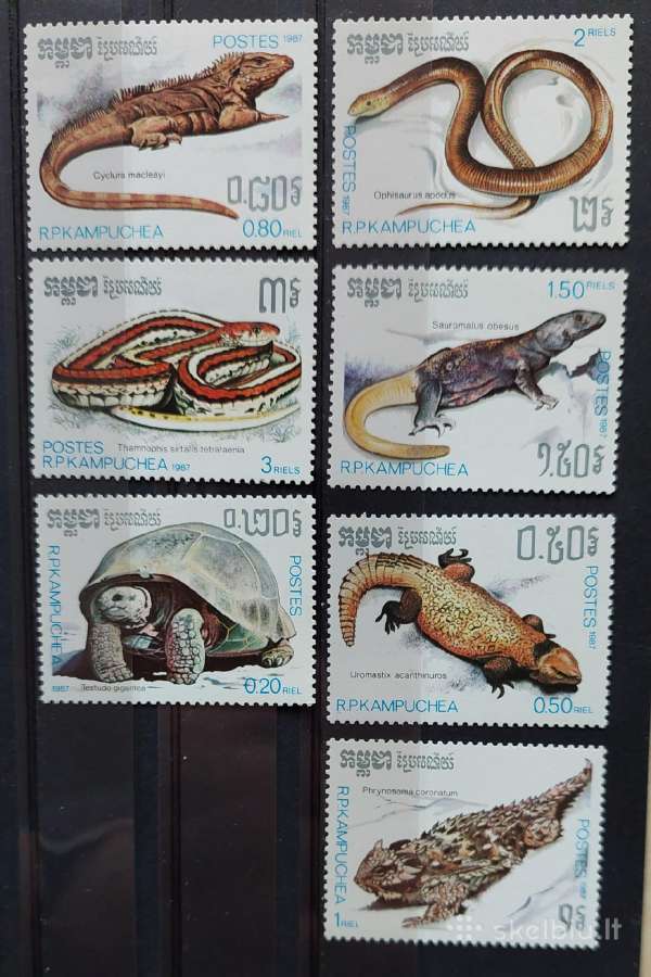 Kambodža 1987 Reptilijai,švarūs, Michel 883-889