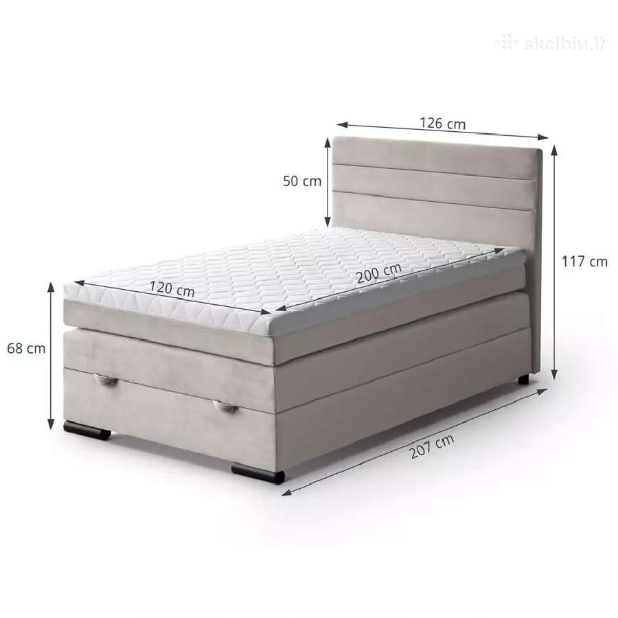 Lova „Tedi" 120cm su patalynės dėže ir čiužiniu - nuotraukos Nr. 3