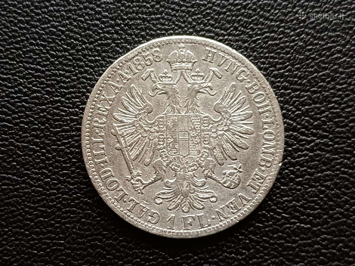 (675) 1 florinas 1858m. Austrija sidabras