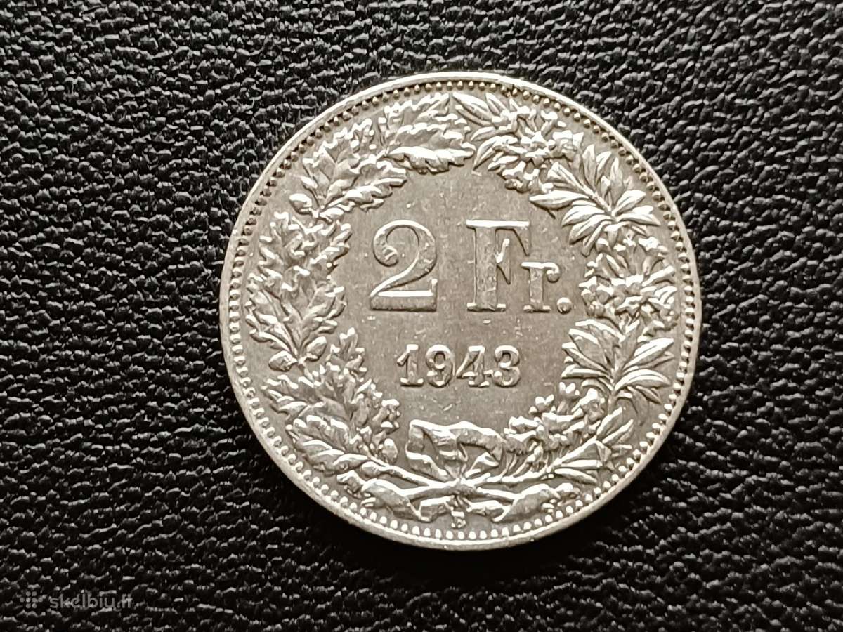 (674) 2 frankai 1943m. Šveicarija sidabras