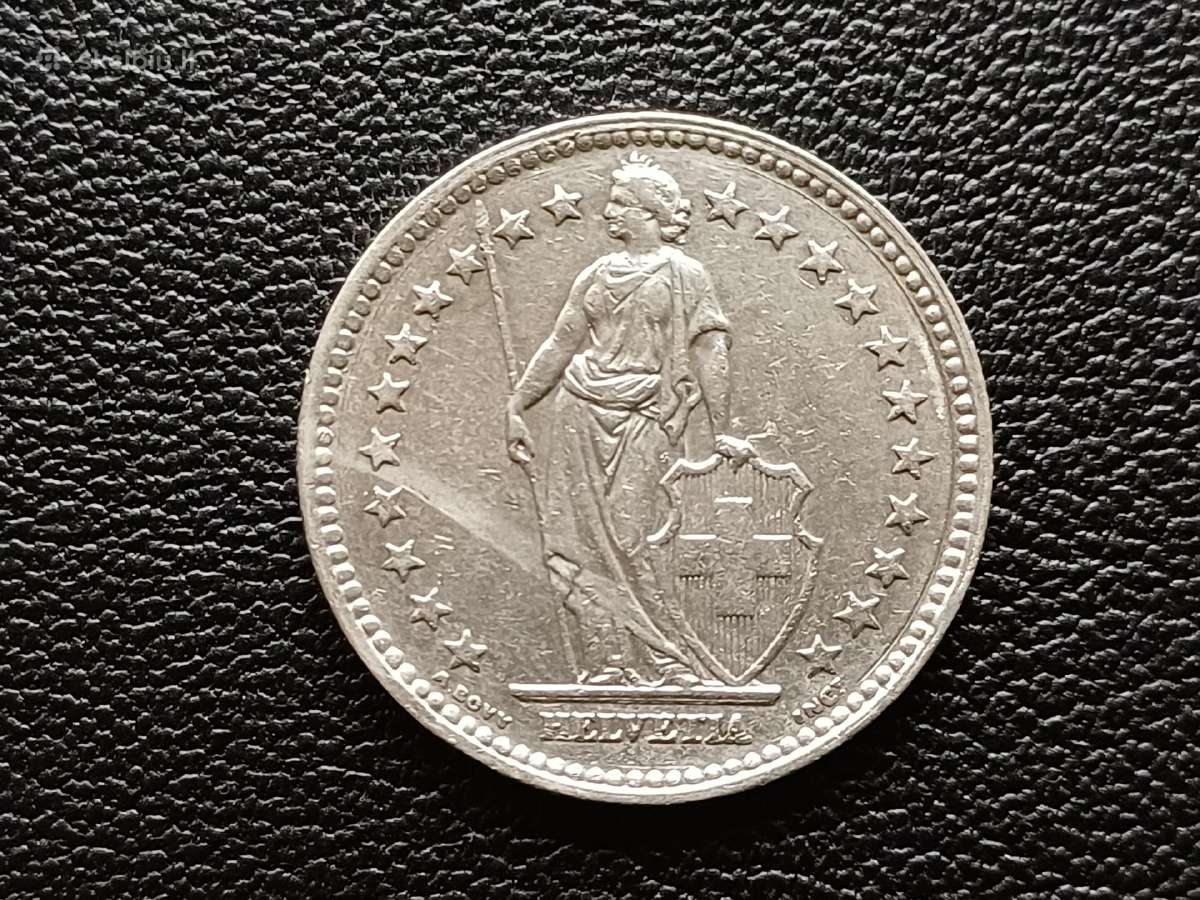 (674) 2 frankai 1943m. Šveicarija sidabras - nuotraukos Nr. 2