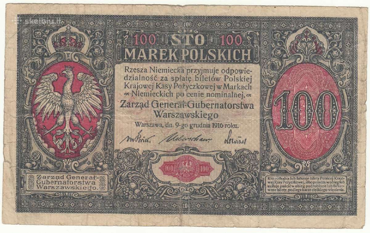 Lenkija 100 markių 1916