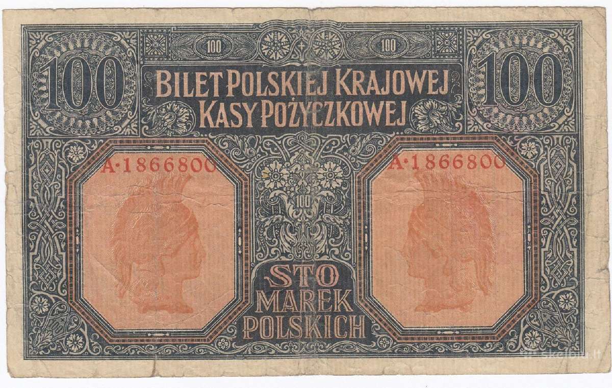 Lenkija 100 markių 1916 - nuotraukos Nr. 2