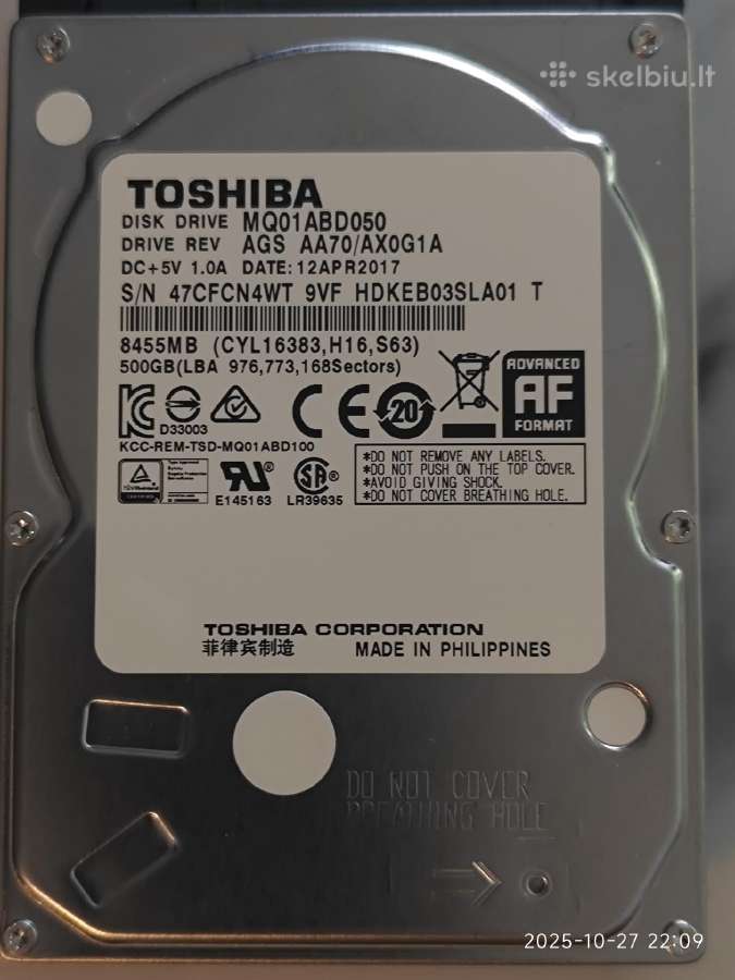 Naudoti 2.5 HDD diskai nuo 500 GB - 1000 GB - nuotraukos Nr. 6