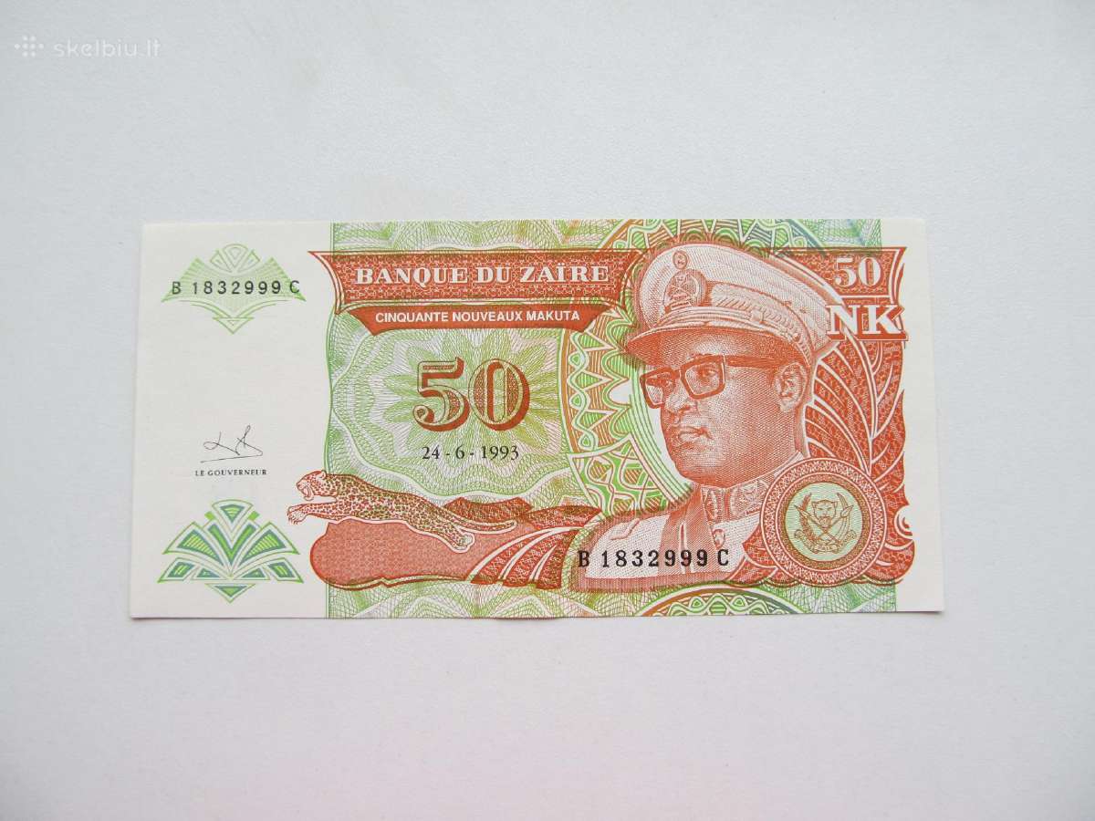 50 makutu , Zairas , 1993 unc