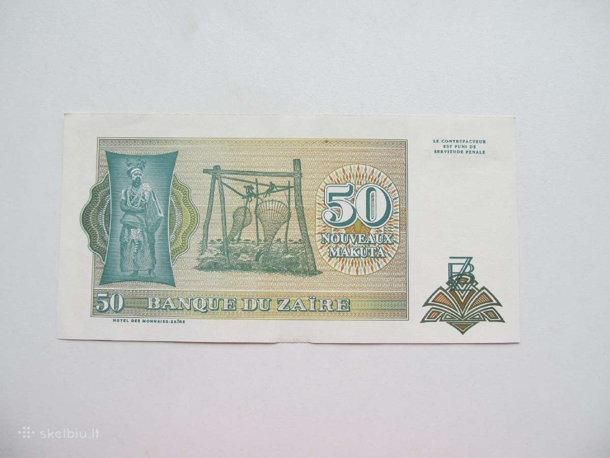 50 makutu , Zairas , 1993 unc - nuotraukos Nr. 2