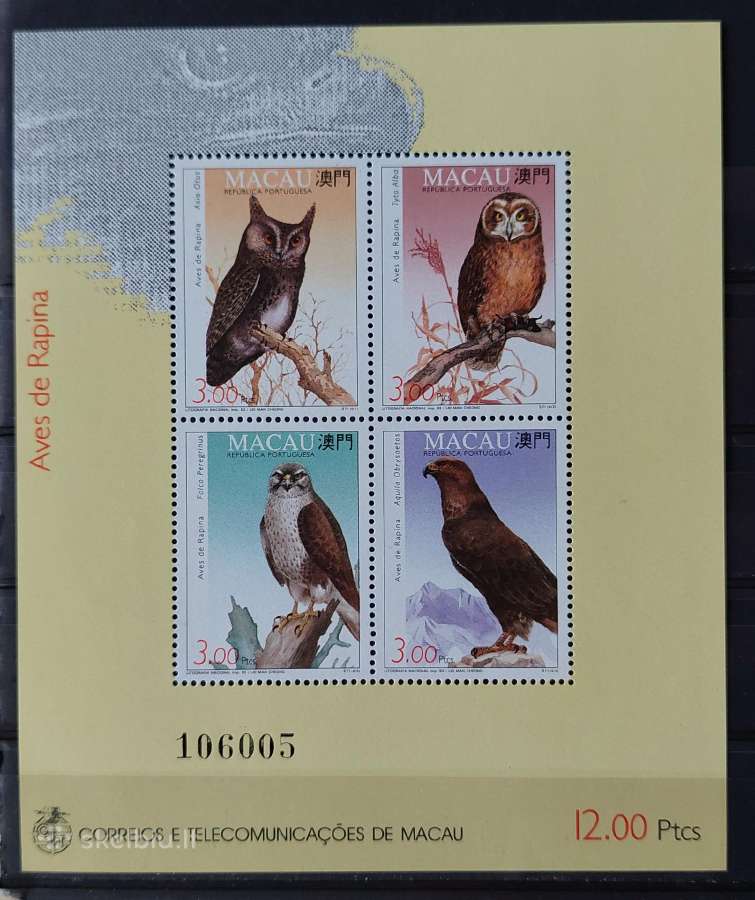 Makao 1993 paukščiai, švarus, Michel block22