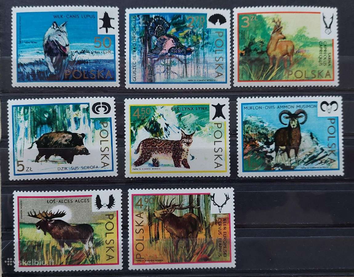 Lenkija 1973 gyvūnai, švarus, Michel 2247-2254