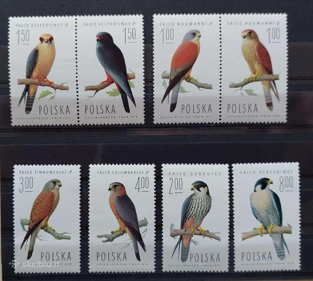 Lenkija 1975 paukščiai, švarus, Michel 2354-2361
