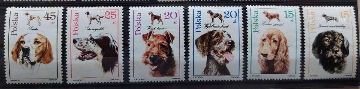 Lenkija 1989 šunis, švarus, Michel 3197-3202
