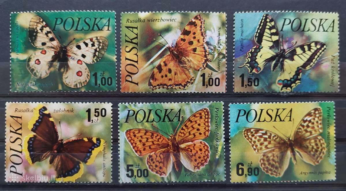 Lenkija 1977 drugeliai, švarus, Michel 2516-2521